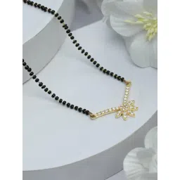 SHEER by Priyaasi 925 Sterling Silver Gold-Plated AD Stone Studded & Beaded Mangalsutra-picture-27