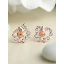 SHEER by Priyaasi Multicolor CZ Rainbow Bee Swirl Stud Earring-picture-21