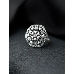 SHEER by Priyaasi Silver Oxidised Casual Ring image 1