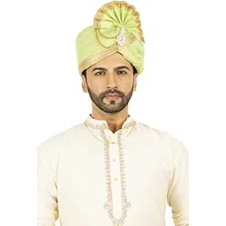 priyakant safawala Wedding Collection VIP Safa (Pheta/Pagdi/Turban) For Wedding And Traditional Function Use It (Parrot Green, Free - Size Velcro Adjustable System)-picture-20