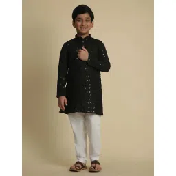Pro-Ethic Style Developer Boys Black Cotton Jacquard Full Sleeves Kurta Sets-picture-14