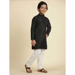 Pro-Ethic Style Developer Boys Black Cotton Jacquard Full Sleeves Kurta Sets image 4