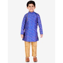 Pro-Ethic STYLE DEVELOPER Boys Blue Ethnic Motifs Printed Kurta with Pyjamas-picture-32