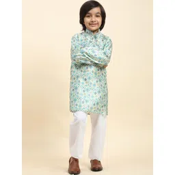 Pro-Ethic STYLE DEVELOPER Boys Ethnic Motifs Printed Mandarin Collar Kurta With Pyjamas-picture-34