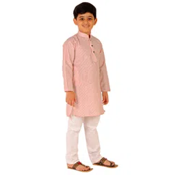 Pro-Ethic STYLE DEVELOPER Boys Orange Striped Pure Cotton Kurta with Pyjamas-picture-41