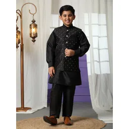Pro-Ethic STYLE DEVELOPER Boys Paisley Regular Sequinned Pure Silk Kurta with Pyjamas-picture-40