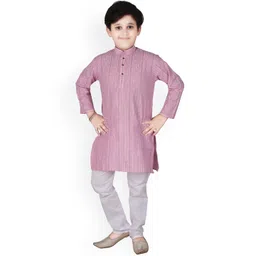 Pro-Ethic STYLE DEVELOPER Boys Pink Striped Kurta with Pyjamas-picture-46