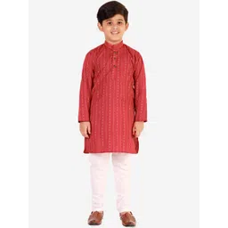Pro-Ethic STYLE DEVELOPER Boys Red Printed Pure Cotton Kurta with Pyjamas-picture-25
