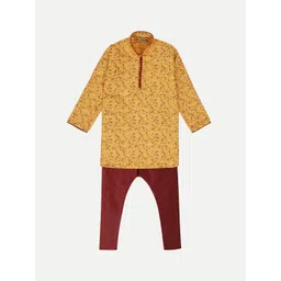 Pro-Ethic STYLE DEVELOPER Boys Yellow Ethnic Motifs Kurta with Pyjamas-picture-17