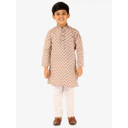 Pro-Ethic Style Developer Kids Beige & White Printed Full Sleeves Kurta with Pyjamas-picture-46