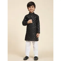 Pro-Ethic Style Developer Kids Black & White Embellished Full Sleeves Kurta with Pyjamas-picture-22