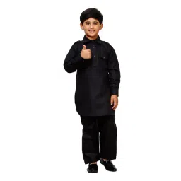 Pro-Ethic Style Developer Kids Black Solid Full Sleeves Pathani Kurta with Pyjamas-picture-38