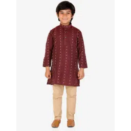Pro-Ethic Style Developer Kids Maroon & Beige Printed Full Sleeves Kurta with Pyjamas-picture-31