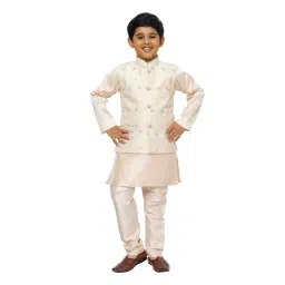 Pro-Ethic Style Developer Kids Peach & Cream Floral Full Sleeves Kurta, Waistcoat with Pyjamas-picture-44