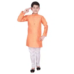 Pro-Ethic Style Developer Kids Peach & White Printed Full Sleeves Kurta with Pyjamas-picture-18