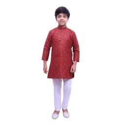 Pro-Ethic Style Developer Kids Red & White Printed Full Sleeves Kurta with Pyjamas-picture-26