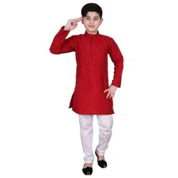 Pro-Ethic Style Developer Kids Red & White Printed Full Sleeves Kurta with Pyjamas-picture-35