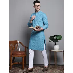 Pro-Ethic STYLE DEVELOPER Men Floral Embroidered Sequinned Jacquard Kurta-picture-36