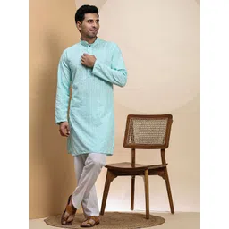 Pro-Ethic STYLE DEVELOPER Men Floral Embroidered Sequinned Jacquard Kurta-picture-22