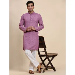 Pro-Ethic STYLE DEVELOPER Men Floral Embroidered Sequinned Jacquard Kurta-picture-16