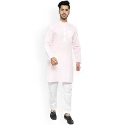 Pro-Ethic STYLE DEVELOPER Men Pink Pure Cotton Kurta with Pyjamas-picture-24