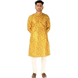 pro-ethic style developer Men Silk Floral Kurta Pajama Set | Mandarin Collar | Asymmetrical Style (A-107)-picture-31