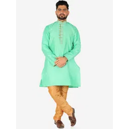 Pro-Ethic STYLE DEVELOPER Men Solid Pure Silk Straight Kurta with Churidar-picture-40