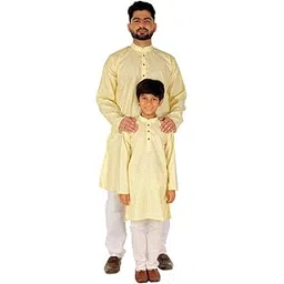 pro-ethic style developer Men's & Boys Cotton Printed Baap Beta Kurta Pajama Set | Father Son Matching Dresses | | Full Sleeve (B-112)-picture-12
