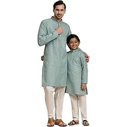 pro-ethic style developer Men's & Boys Cotton Printed Father And Son Matching Dress Kurta Pyjama Set Ethnic Wear (Combo) B-120-picture-19