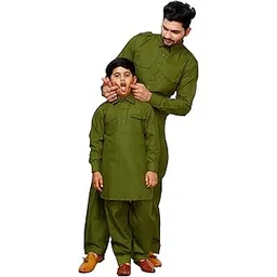 pro-ethic style developer Men's & Boys Cotton Solid Father And Son Matching Dress Pathani Kurta Set Ethnic Wear-picture-22