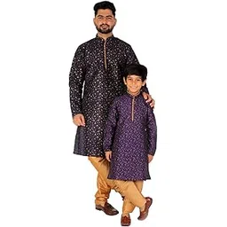 pro-ethic style developer Men's & Boys Silk Floral Baap Beta Kurta Pajama Set | Father Son Matching Dresses | | (B-111)-picture-26