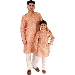 pro-ethic style developer Men's & Boys Silk Printed Father Son Matching Ethnic Wear Kurta Pyjama Set (Combo) B-107-picture-32