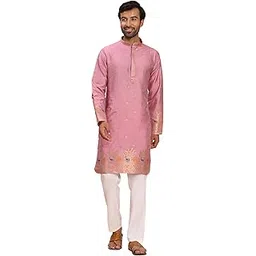 pro-ethic style developer Men's Embroidery Cotton Kurta and Trousers Set for Wedding & Festive Outfit | Mandarin Collar (A-136)-picture-20