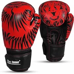 Pro-Toner Boxing Gloves, Red and Black Tiger Print Design, Faux Leather, for Men and Women (Red/Black, 12 oz)-picture-10