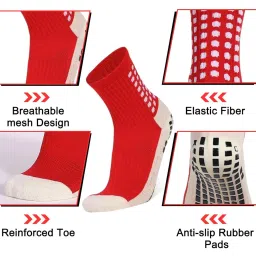 proberos Sports Socks for Man Women, Badminton Soccer Running Gym & Indoor Training, Hi-Tech Performance Rubber Anti-Slip and Thicken Cushion Sport Ankle Length image 2