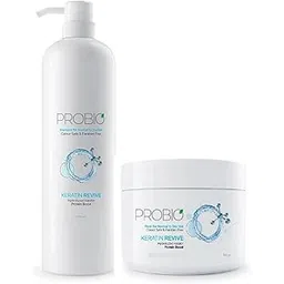 Probio Keratin Revive Shampoo (1000ml) and Probio Keratin Revive Mask (500 g) | For Normal to Dry Hair | No Paraben | with Hydrolyzed Keratin-image-0
