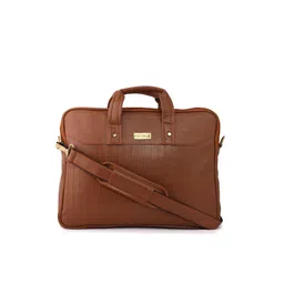 PROBUS Unisex Brown & Gold-Toned PU Laptop Sleeve-picture-30