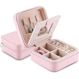 ProCase Girls Jewelry Organizer Mini Travel Case, Small Portable Pink Jewelry Storage Case for Necklaces, Bracelets, Earrings, Rings - Pink-picture-24