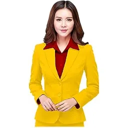 procent Mustard Yellow Women's Formal Blazer-picture-24