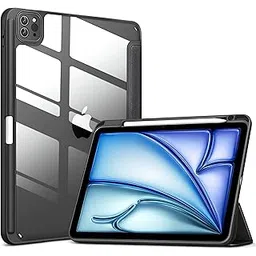 ProElite Case for iPad Air 11 Inch M3/M2 2025/2024, iPad Air 10.9 inch 5th/4th Gen & iPad Pro 11 inch 4th/3rd Gen 2022 case Cover, Transparent Smart Flip Cover with Pencil Holder, Black-picture-19