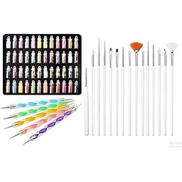 Professional Nail Art Kit with 48 Glitter Colors, 15 Piece Brush Set, Dotting Tools, Complete Manicure and Design Accessories Set-picture-41