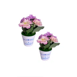 PROKART Purple 2 Pieces Blossom Artificial Flower With Pot-image-0