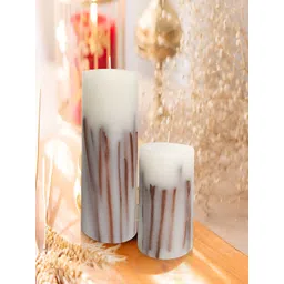 PROKART White & Brown 2 pieces Pillar Candle-picture-32