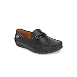 Prolific Men Black Textured Formal Loafers-picture-11