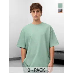 PRONK Pack Of 2 Round Neck Cotton T-shirt-picture-12