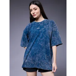 PRONK Women Teal Drop-Shoulder Sleeves T-shirt-picture-13