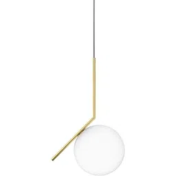 Prop It Up Minimalist Pendant Light with Globe Shade, Brass Finish, 15cm Diameter-image-3