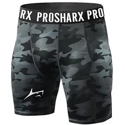 prosharx CamoFlex Men's Nylon Compression Shorts for Sports | Black Camouflage (M)-picture-47