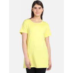 PROTEENS Women Yellow Solid Round Neck T-shirt image 1