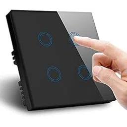 Protium_Crystal Glass Wireless Smart Touch Switch, Work With Mobile App, Alexa & Google Assistant (4 Gang-Black Color)-picture-13